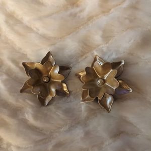 Vintage Enamel Magnolia Earrings